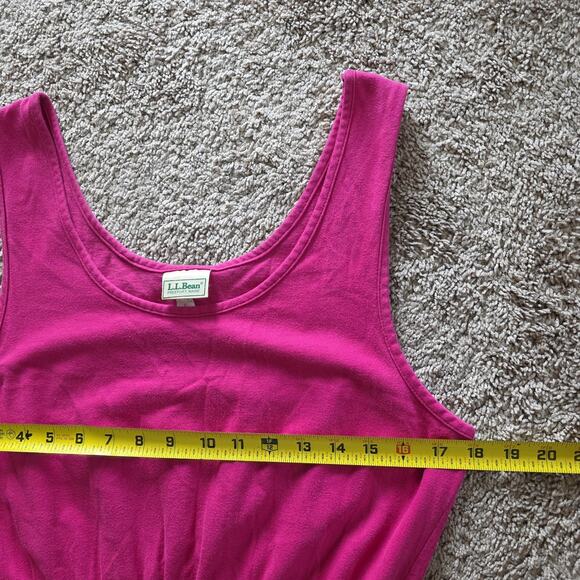 Vtg LL Bean Midi Dress Womens M Pink Stretch Pockets USA Retro Cotton Minimalist - Picture 7 of 10